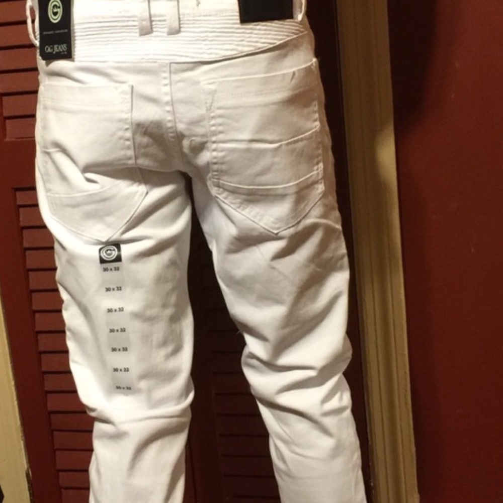 New Biker Jeans Men's Fashion Pleated Stretch - Picture 4 of 7
